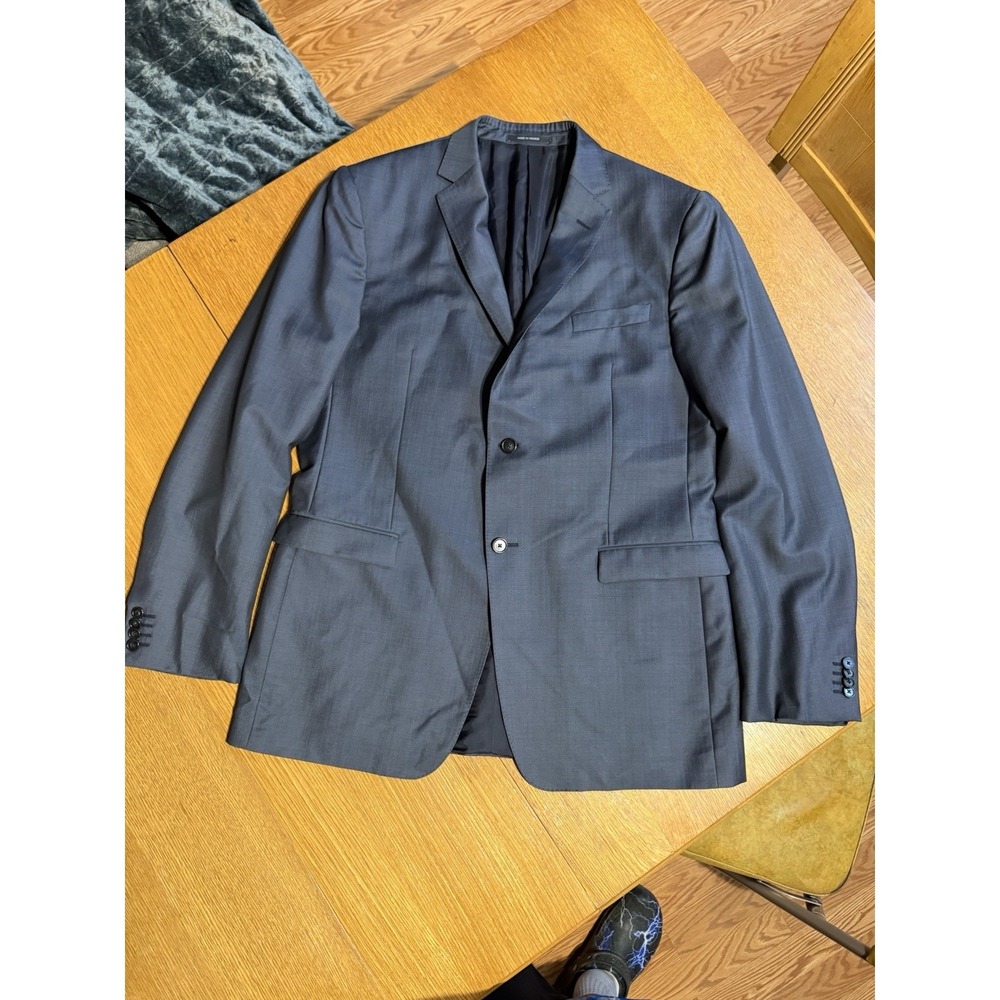 Z Zegna Blazer 44L/54L Drop 7 Navy Wool Mohair Suit Jacket Two Button Sharkskin